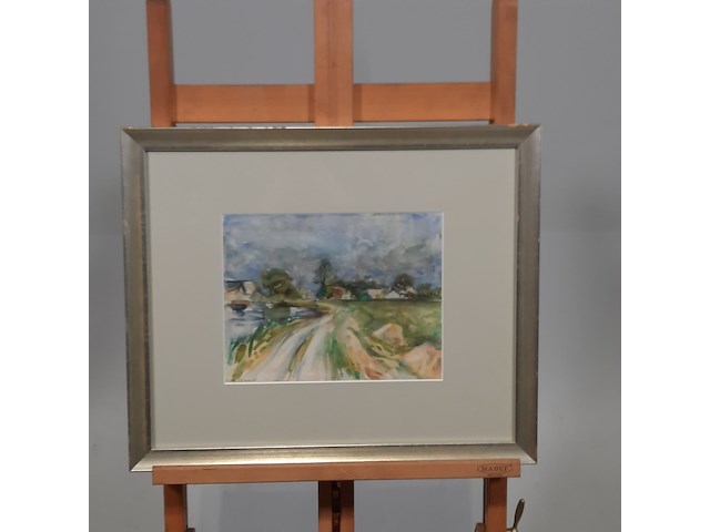 Aquarel, h. van der schaaf, polderdijk - afbeelding 1 van  9