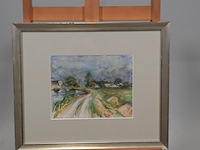 Aquarel, h. van der schaaf, polderdijk - afbeelding 1 van  9