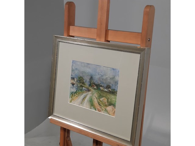 Aquarel, h. van der schaaf, polderdijk - afbeelding 3 van  9