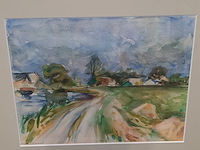 Aquarel, h. van der schaaf, polderdijk - afbeelding 4 van  9