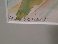 Aquarel, h. van der schaaf, polderdijk - afbeelding 6 van  9