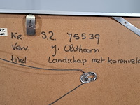 Aquarel, hans olsthoorn, landschap met korenveld, 1972 - afbeelding 8 van  8