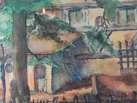 Aquarel in houten lijst - afbeelding 3 van  5