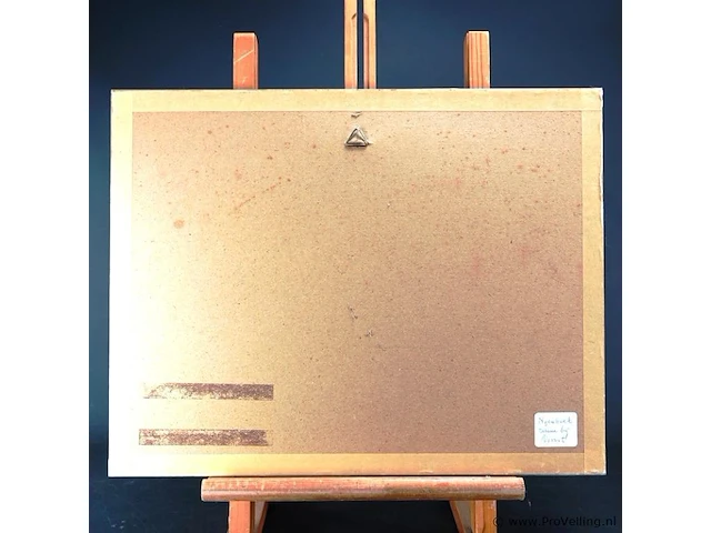Aquarel in passe-partout en houten lijst - afbeelding 5 van  5
