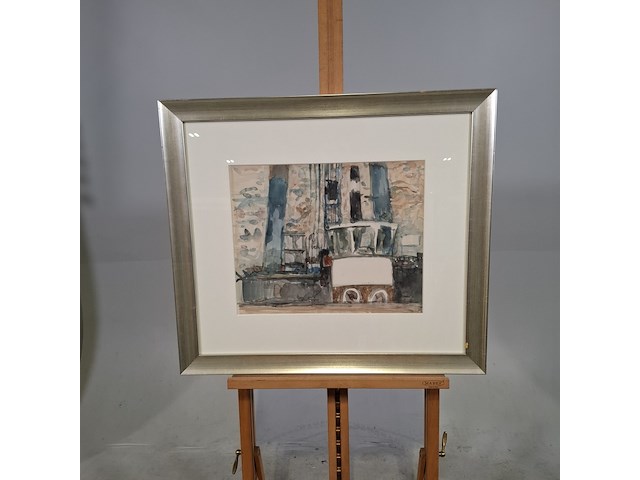 Aquarel, j. kuyper, langs het ij bok - afbeelding 1 van  7