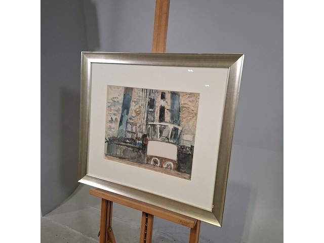 Aquarel, j. kuyper, langs het ij bok - afbeelding 3 van  7