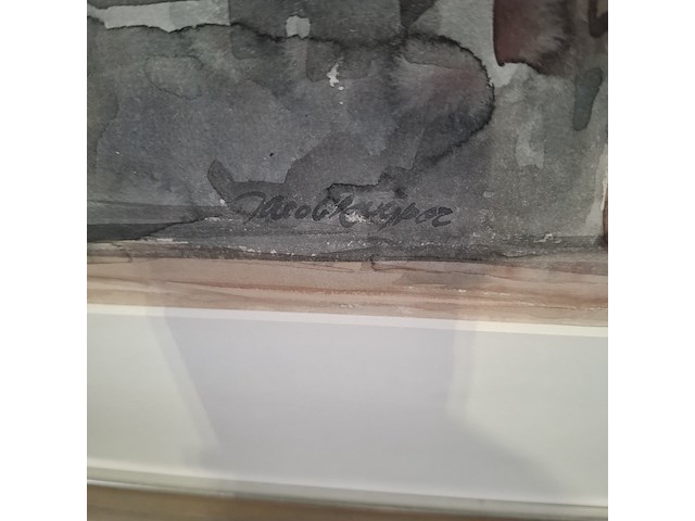 Aquarel, j. kuyper, langs het ij bok - afbeelding 4 van  7