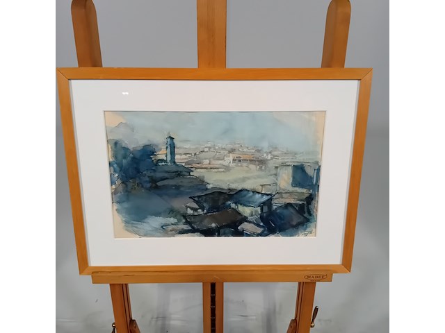 Aquarel, j. van der plas, landschap - afbeelding 1 van  7