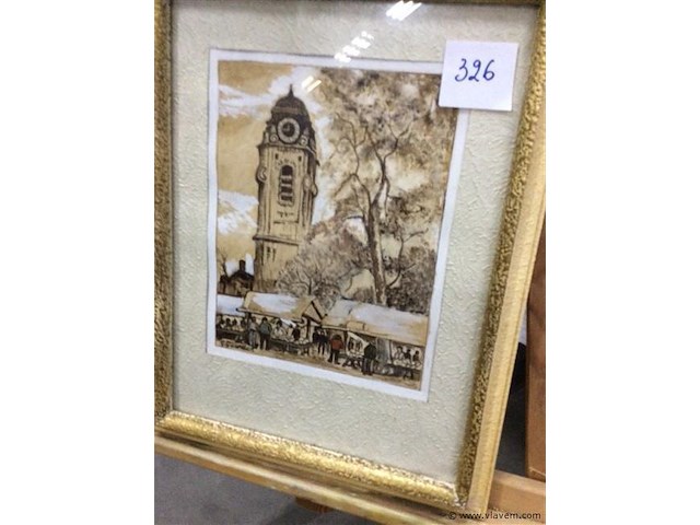 Aquarel kerktoren - afbeelding 1 van  2