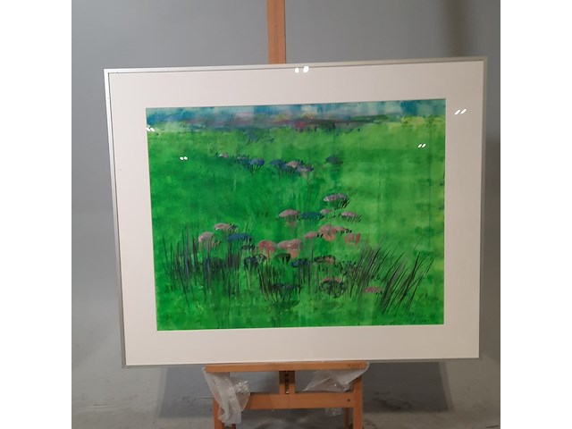 Aquarel, maya wildevuur (1944-2023), bloemenveld, 1991 - afbeelding 2 van  9