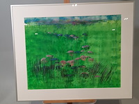 Aquarel, maya wildevuur (1944-2023), bloemenveld, 1991 - afbeelding 2 van  9