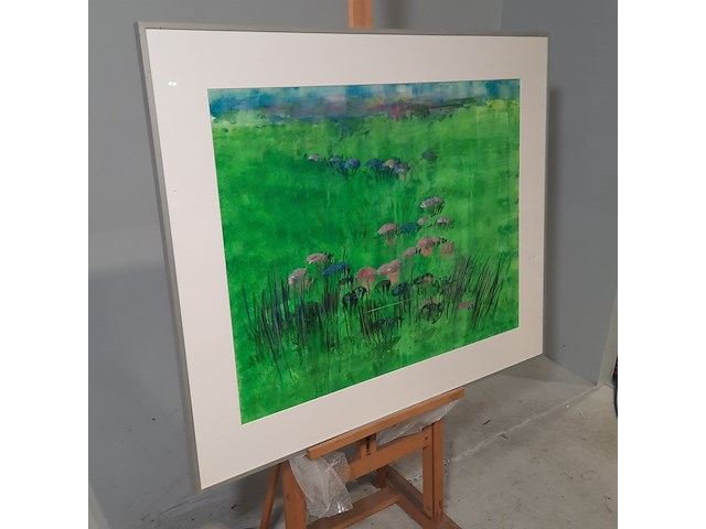 Aquarel, maya wildevuur (1944-2023), bloemenveld, 1991 - afbeelding 3 van  9