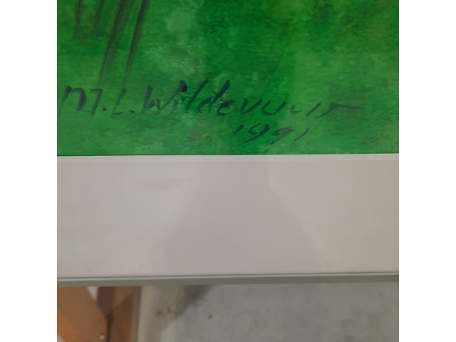 Aquarel, maya wildevuur (1944-2023), bloemenveld, 1991 - afbeelding 5 van  9