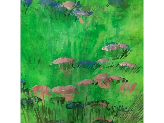 Aquarel, maya wildevuur (1944-2023), bloemenveld, 1991 - afbeelding 6 van  9