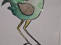 Aquarel maya wildevuur (1944-2023), groene haan, bouwjaar 2009 - afbeelding 6 van  10