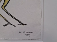 Aquarel maya wildevuur (1944-2023), groene haan, bouwjaar 2009 - afbeelding 7 van  10