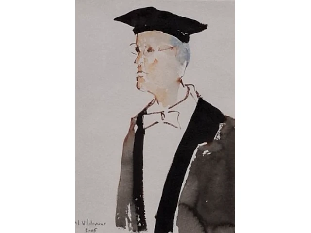 Aquarel maya wildevuur (1944-2023), hoogleraar, bouwjaar 2005 - afbeelding 1 van  9