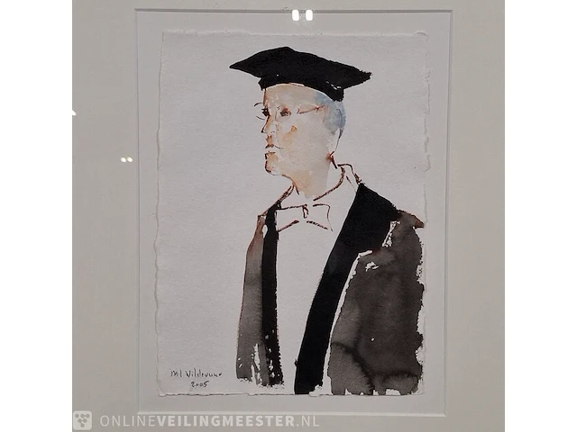 Aquarel maya wildevuur (1944-2023), hoogleraar, bouwjaar 2005 - afbeelding 3 van  9