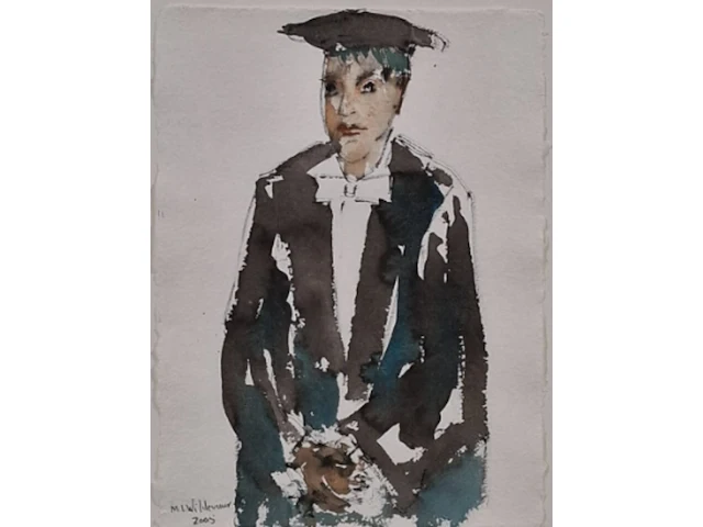 Aquarel maya wildevuur (1944-2023), hoogleraar, bouwjaar 2005 - afbeelding 1 van  17