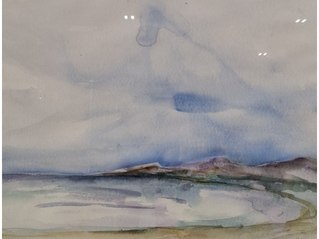 Aquarel, maya wildevuur (1944-2023), zeezicht, 1989 - afbeelding 1 van  9