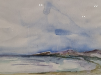 Aquarel, maya wildevuur (1944-2023), zeezicht, 1989