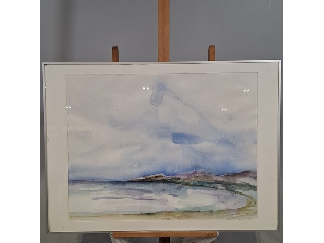 Aquarel, maya wildevuur (1944-2023), zeezicht, 1989 - afbeelding 2 van  9