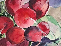 Aquarel, maya wildevuur, bos radijs op krant, 1996 - afbeelding 2 van  9