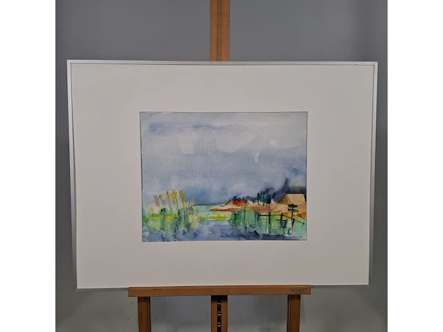 Aquarel, maya wildevuur, waterland, 1990 - afbeelding 1 van  9