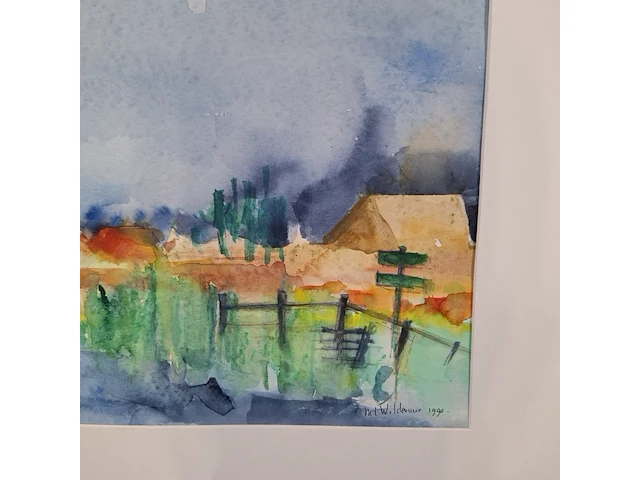 Aquarel, maya wildevuur, waterland, 1990 - afbeelding 2 van  9