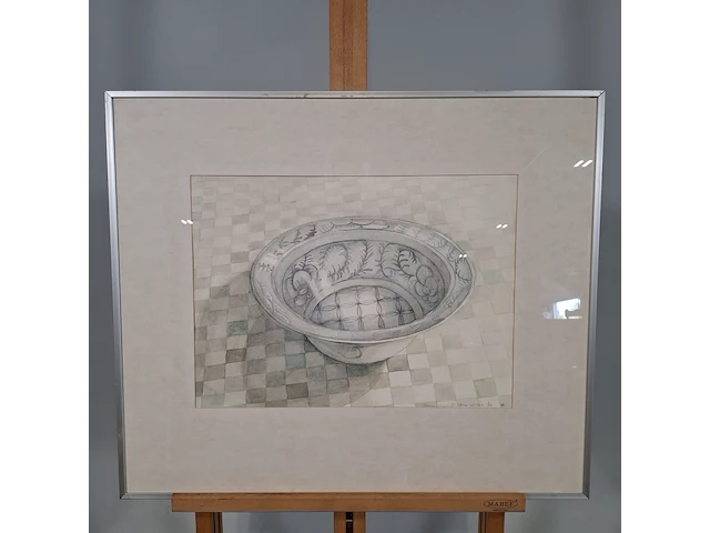 Aquarel, mw. c. b. wortel, chinese schaal, 1981 - afbeelding 1 van  9