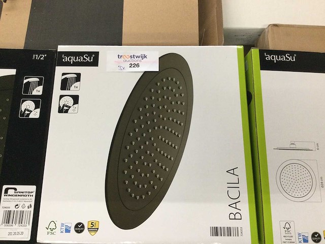 Aquasu - bacila - douche kop rond zwart. (3x) - afbeelding 1 van  2