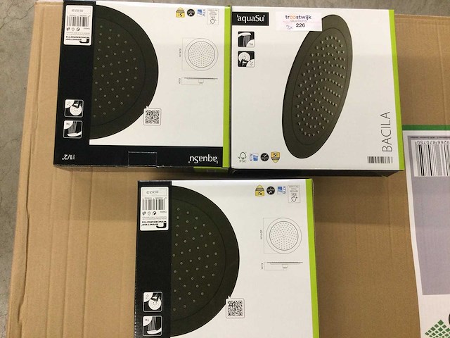 Aquasu - bacila - douche kop rond zwart. (3x) - afbeelding 2 van  2