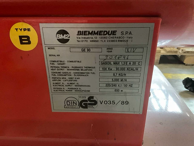 Arcotherm ge90 hete luchtkanon - afbeelding 6 van  6