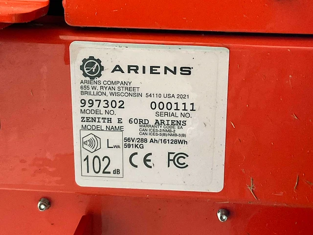Ariens zenit e 60rd elektrische zitmaaier - afbeelding 15 van  15