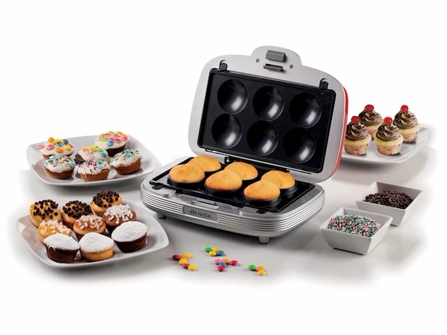 Ariete 1972/00 50's style tosti apparaat ook voor donuts & muffins 700w 3 verwisselbare platen rood - afbeelding 2 van  4
