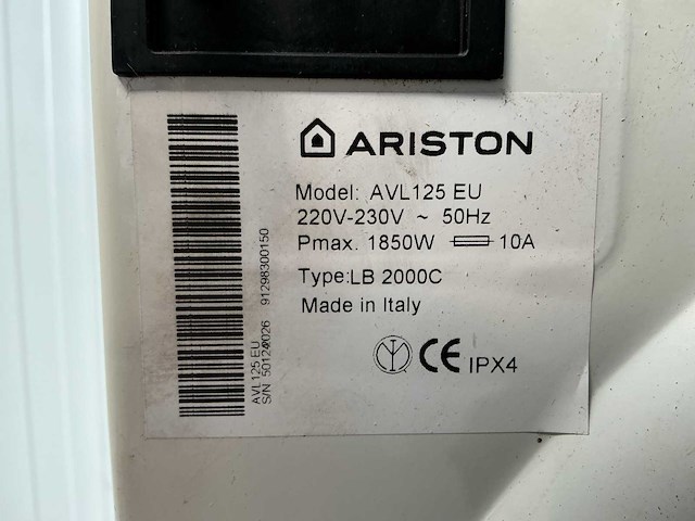 Ariston avl 125 eu wasmachine - afbeelding 9 van  9