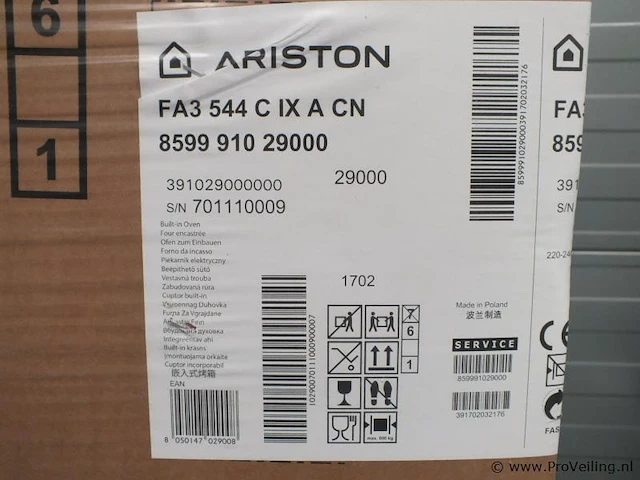 Ariston inbouwoven. type: fa3 544 c ix a cn. nieuw in doos. - afbeelding 2 van  2