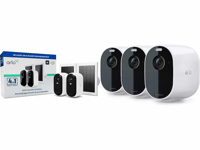 Arlo essential 2k draadloze beveiligingscamera | arlo essential spotlight 3-pack wit - afbeelding 1 van  3