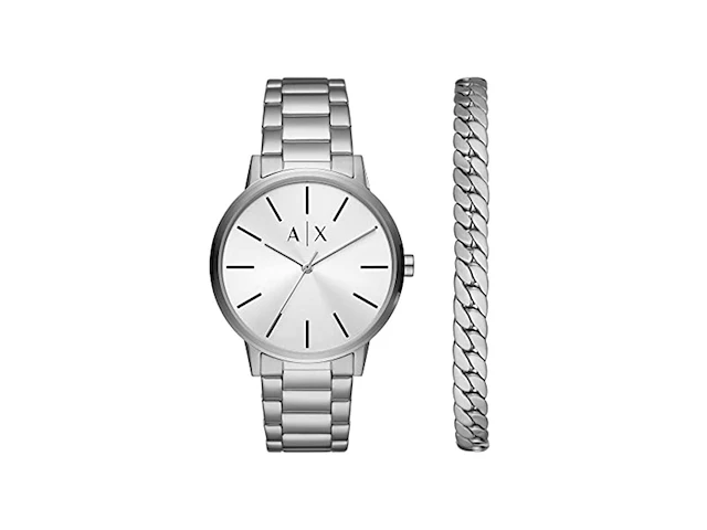 Armani exchange ax7138set herenhorloge geschenkset 42mm zilverkleurig - afbeelding 1 van  1