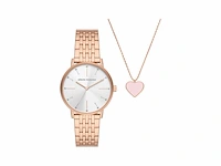 Armani exchange dames horloge geschenkset met ketting 36 mm rosekleurig - afbeelding 1 van  4
