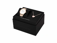 Armani exchange dames horloge geschenkset met ketting 36 mm rosekleurig - afbeelding 2 van  4