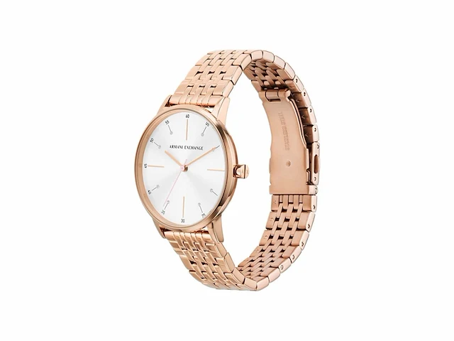 Armani exchange dames horloge geschenkset met ketting 36 mm rosekleurig - afbeelding 3 van  4