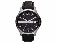 Armani exchange hampton heren horloge ax2101 zwart leren met drie wijzers en datum - afbeelding 1 van  2