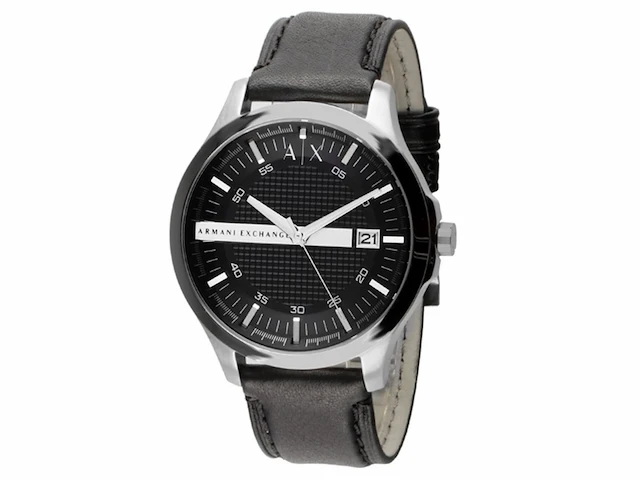 Armani exchange hampton heren horloge ax2101 zwart leren met drie wijzers en datum - afbeelding 2 van  2