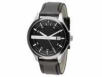 Armani exchange hampton heren horloge ax2101 zwart leren met drie wijzers en datum - afbeelding 2 van  2