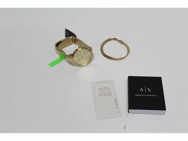 Armani exchange horloge voor heren 42 mm gouden roestvrij stalen kast met een roestvrij stalen band - afbeelding 4 van  5
