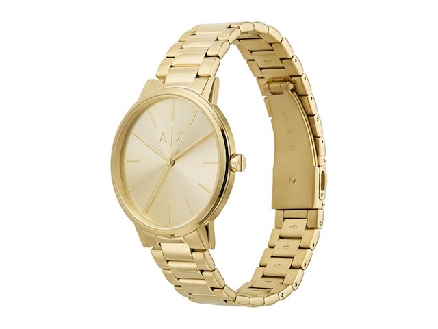 Armani exchange horloge voor heren quartz three hand movement 42 mm gouden roestvrij stalen kast met een roestvrij stalen band - afbeelding 2 van  5