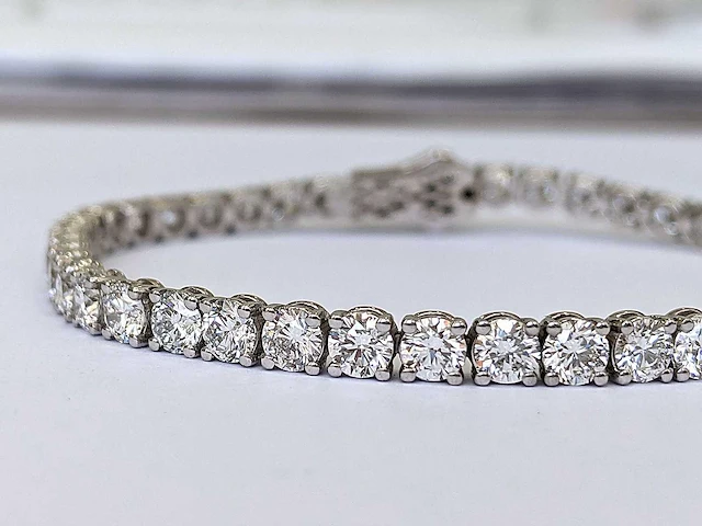 Armband 14 krt. wit goud met diamant 8,28 crt. - afbeelding 6 van  6