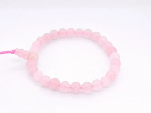 Armband met natuurlijke rozenkwarts edelstenen - juwelierskwaliteit - afbeelding 2 van  4