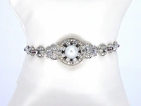 Art-deco armband met goud en platina, en natuurlijke diamanten en robijnen - afbeelding 1 van  9